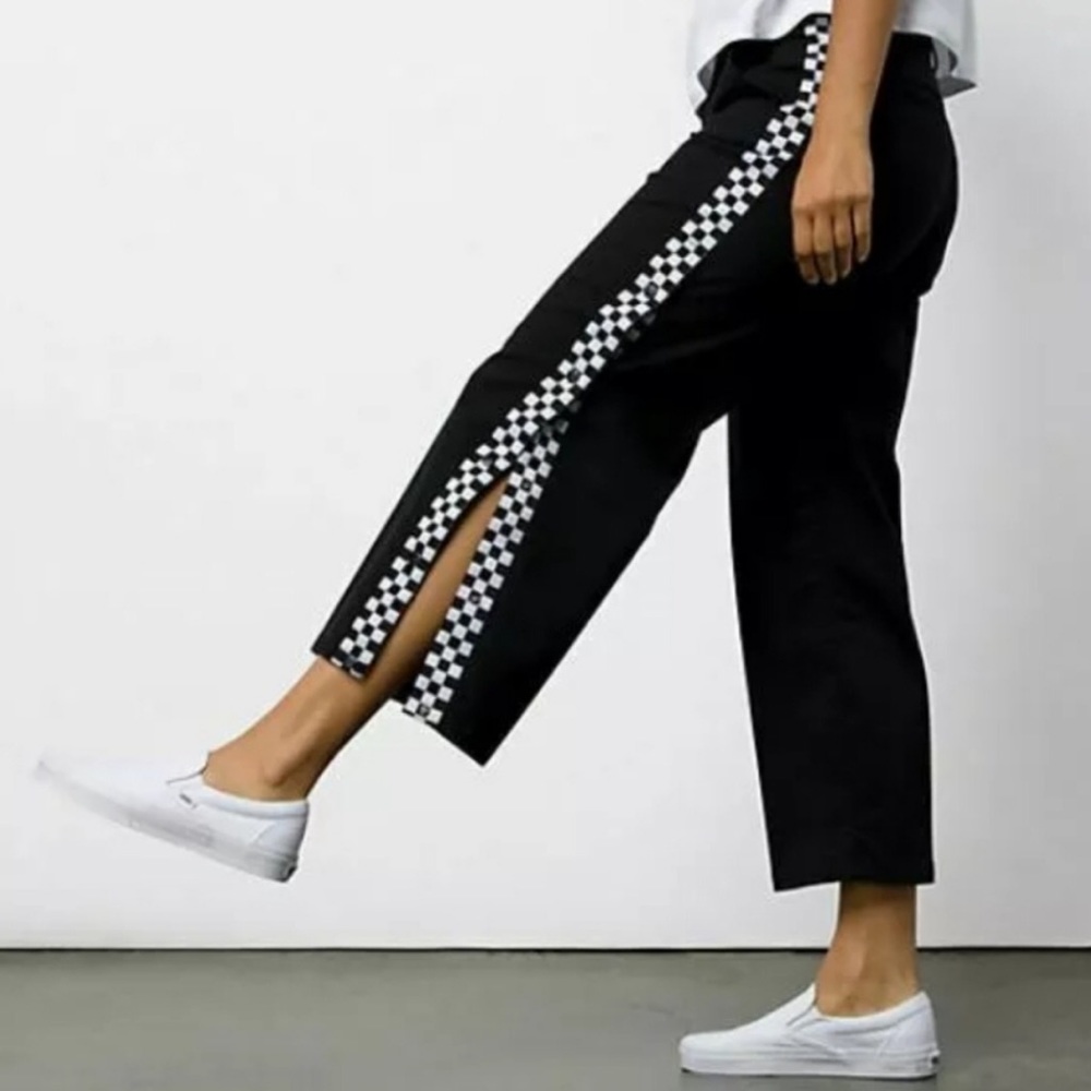 NWT VANS checkerboard track pant black white side - Picture 2 of 8